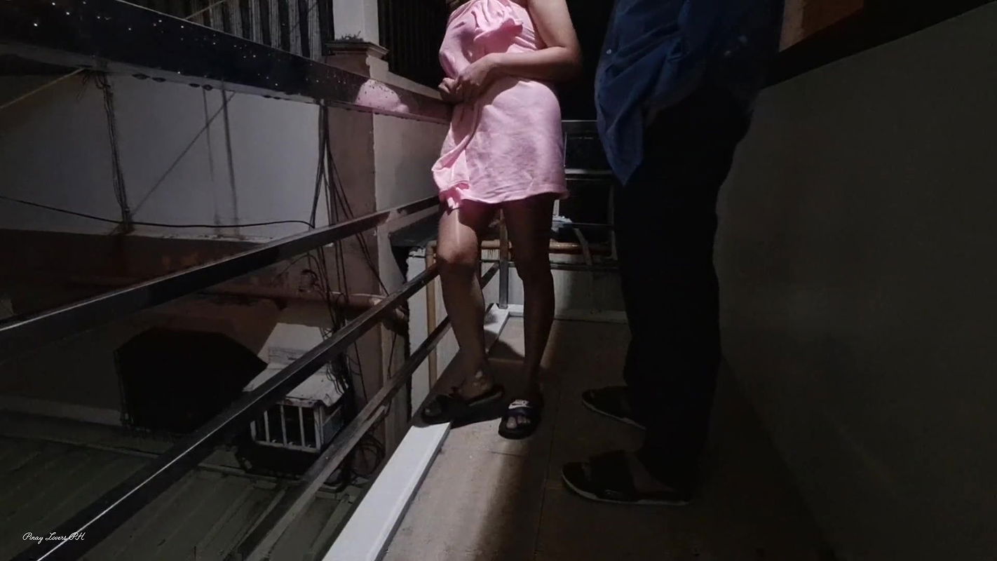 Risky Fucking My Neighbor at the Terrace Almost Caught