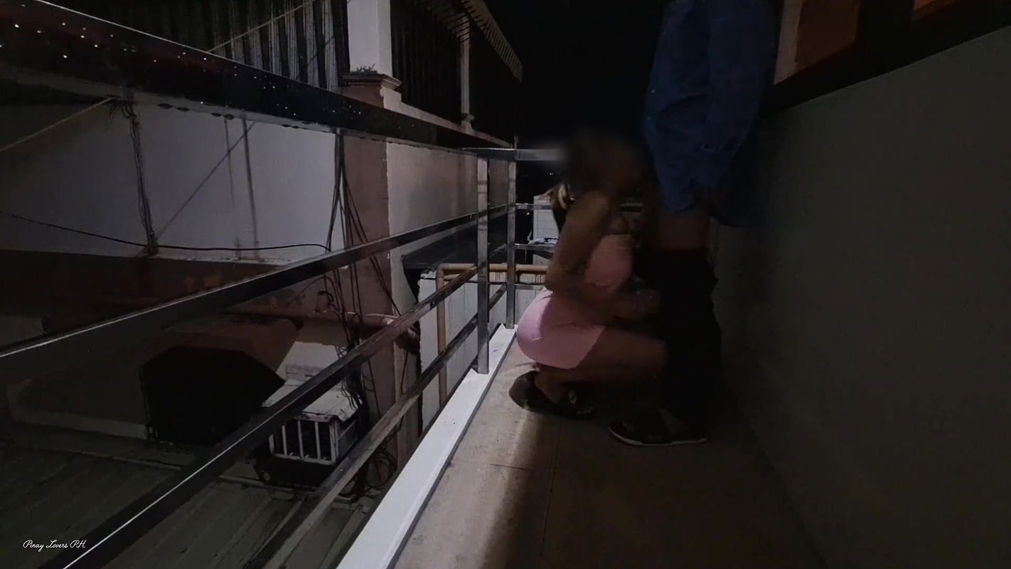 Risky Fucking My Neighbor at the Terrace Almost Caught