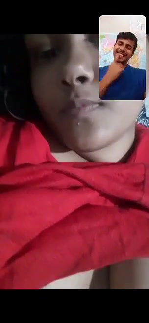 big boobs showing GF on video call pleases lover