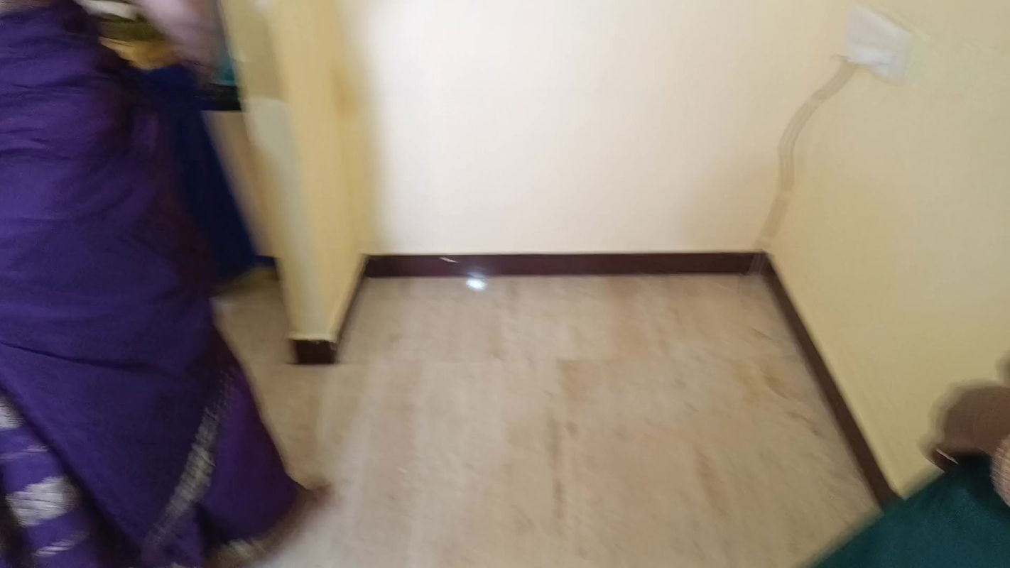 Housewife works at home with stepsister and her husband