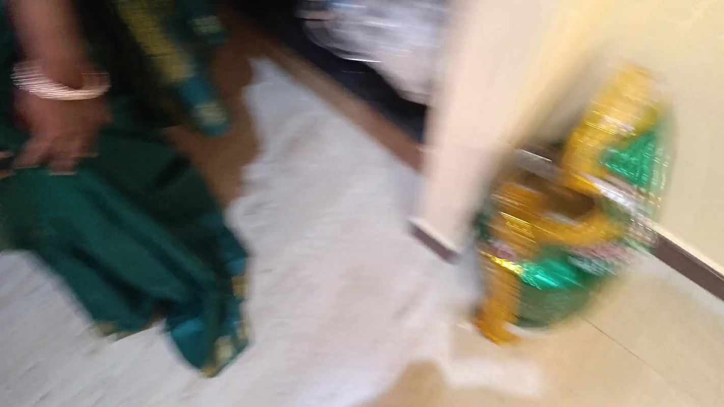 Housewife works at home with stepsister and her husband