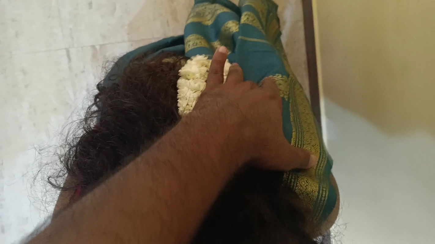 Housewife works at home with stepsister and her husband