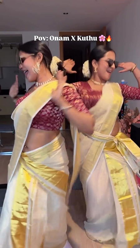 Sexy Malayali lady pierced sexy navel in Kerala Saree