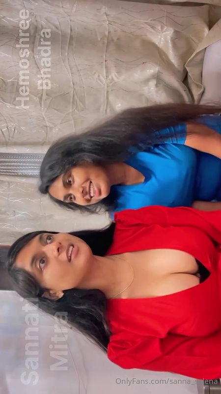 Famous influencer Sannati and Selena deep lip kissing tounge licking and lesbian play2