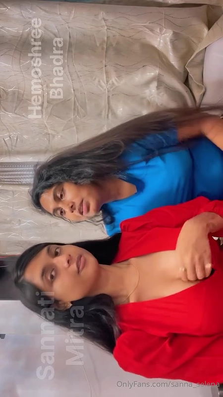 Famous influencer Sannati and Selena deep lip kissing tounge licking and lesbian play2