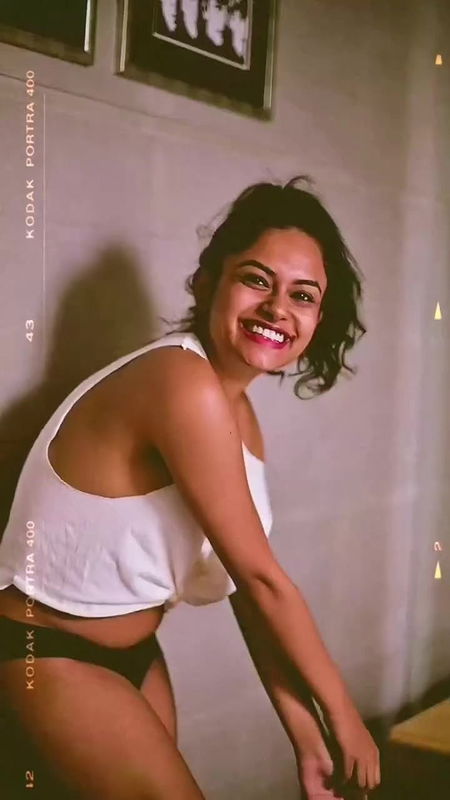 malayali actress model big boss sexy in white shirt and black panty