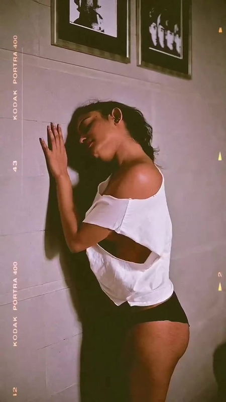 malayali actress model big boss sexy in white shirt and black panty