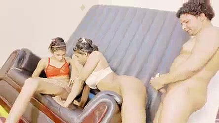 I ride on top of my stepbrother’s huge cock and he cums hard two girls threesome