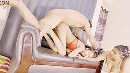 I ride on top of my stepbrother’s huge cock and he cums hard two girls threesome