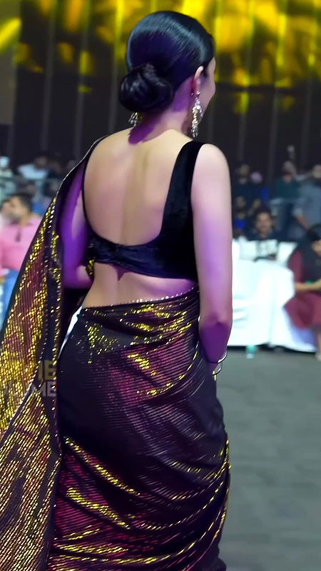 NEHA SHETTY IRRESISTIBLE BACKLESS IN SAREE CURVY TEASE HQ VIDEO2