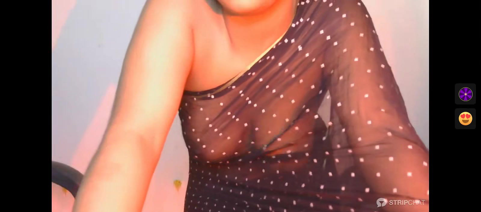 Sexy Bhabhi in See through Black Saree without blouse Exposing Boobs