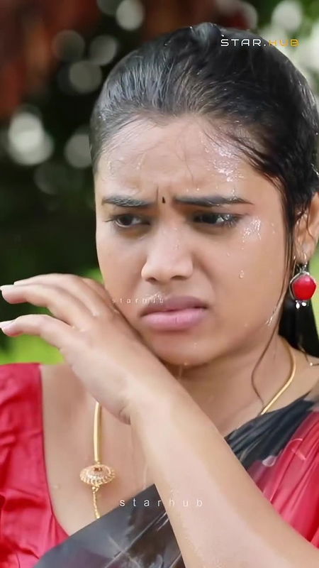 Serial actress Aarthi subash seducing in wet transparent saree boobs navel hot show 2