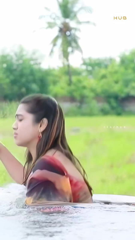 Serial actress Aarthi subash seducing in wet transparent saree boobs navel hot show 2