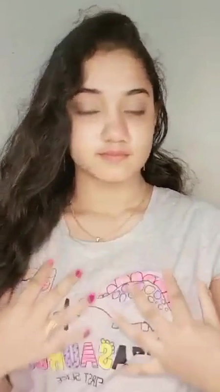 Cute bengali girl pressing hard her boobs 2