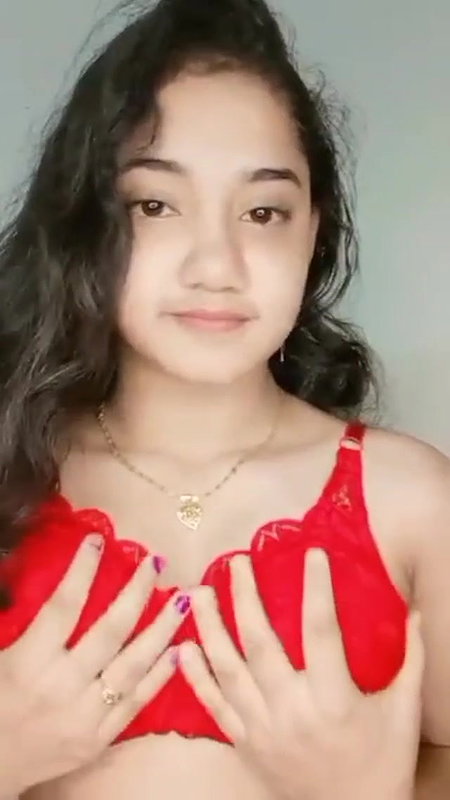 Cute bengali girl pressing hard her boobs 2