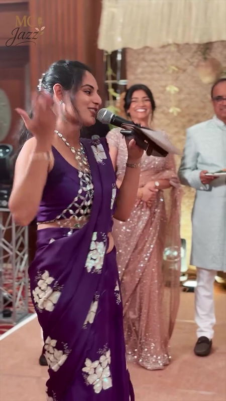 Beautiful Tulu lady sexy open deep navel in purple saree2