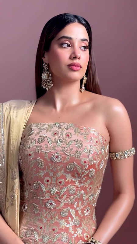 JHANVI KAPOOR CUTE IN DESI LOOKS OFF SHOULDER DRESS HQ VIDEO2