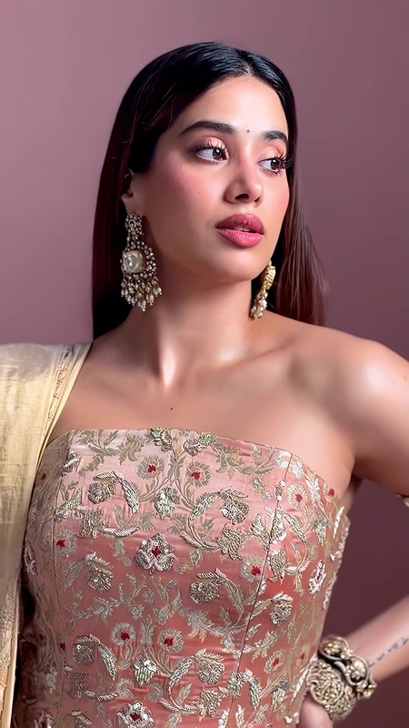 JHANVI KAPOOR CUTE IN DESI LOOKS OFF SHOULDER DRESS HQ VIDEO2