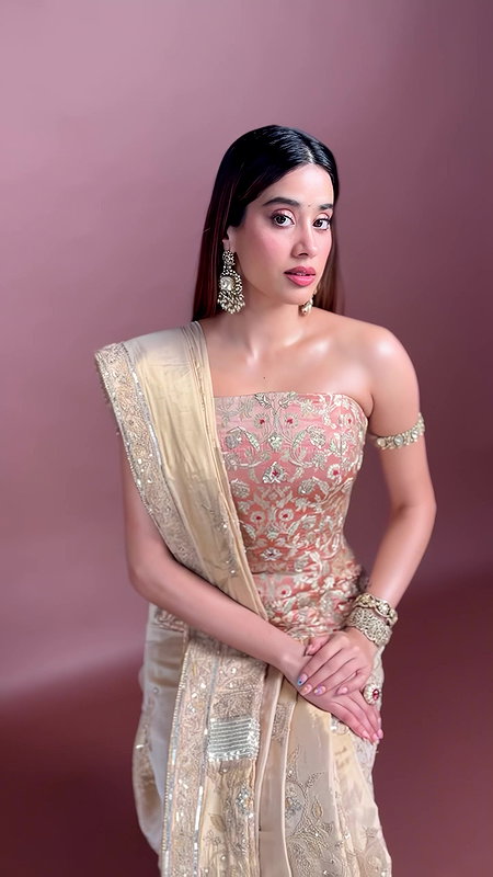 JHANVI KAPOOR CUTE IN DESI LOOKS OFF SHOULDER DRESS HQ VIDEO2