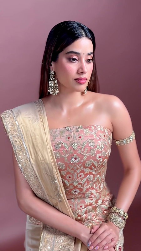 JHANVI KAPOOR CUTE IN DESI LOOKS OFF SHOULDER DRESS HQ VIDEO2