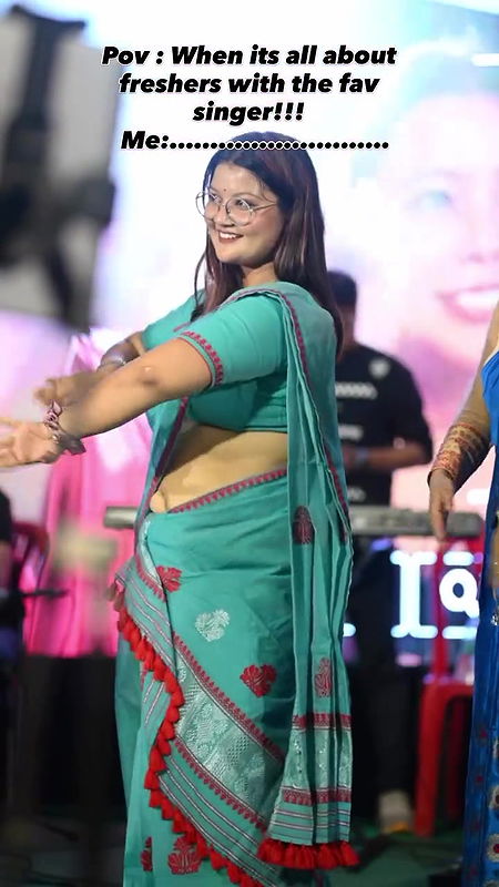 Nepali fleshy teacher open navel show in blue saree  2