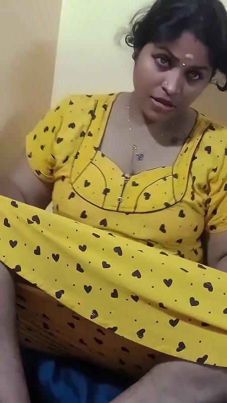 Sexy lady in yellow nighty seducing boobs thigh show2