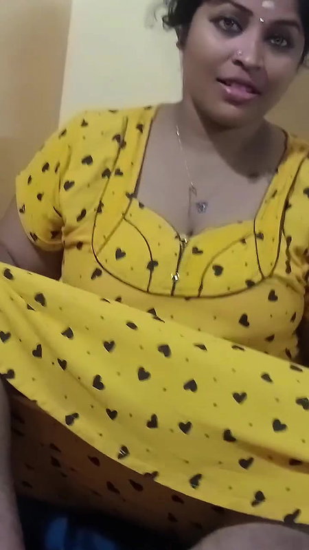 Sexy lady in yellow nighty seducing boobs thigh show2