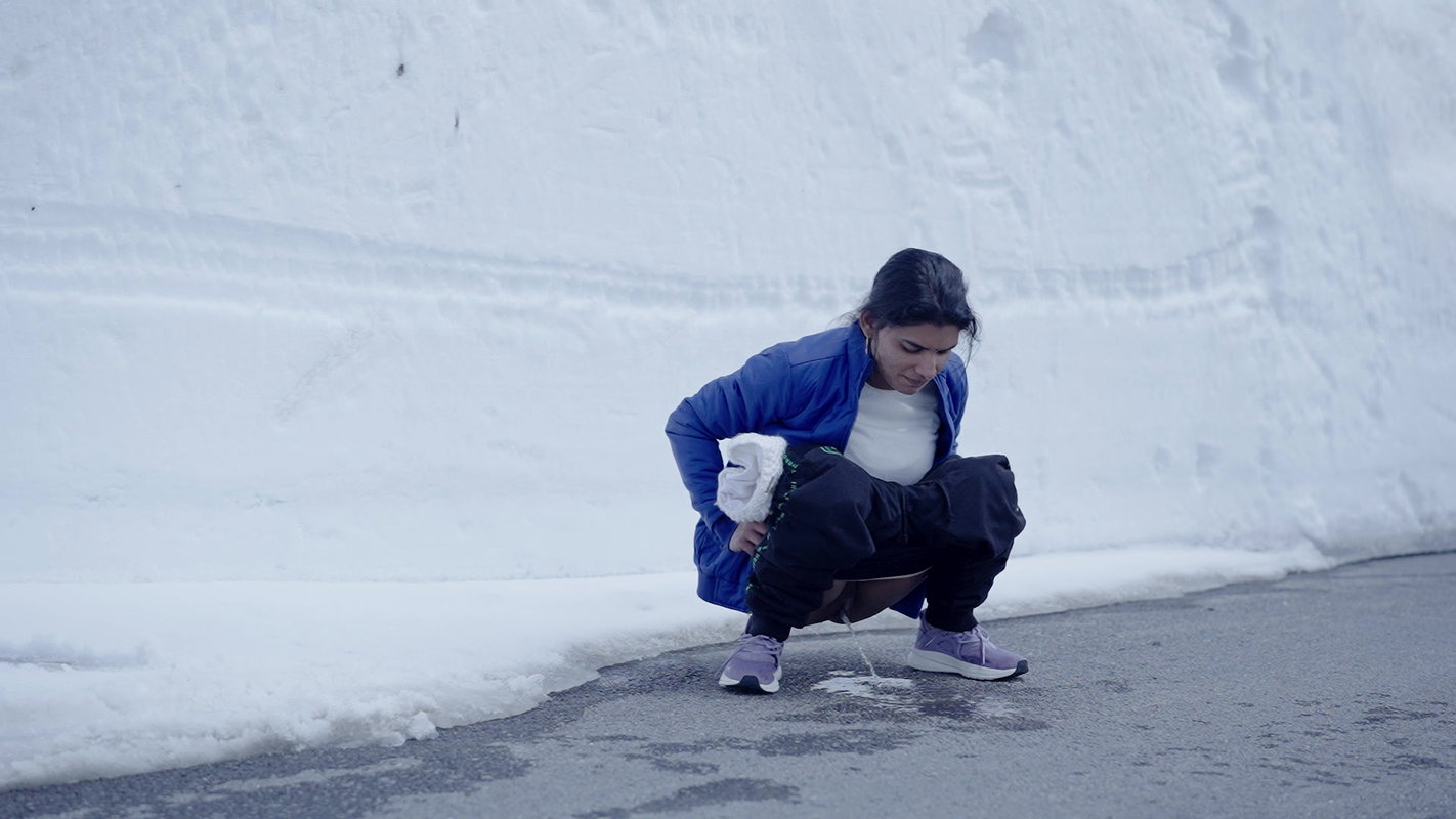 Resmi Nair Horny Strip and Take A Piss In the Snow ~ App Content