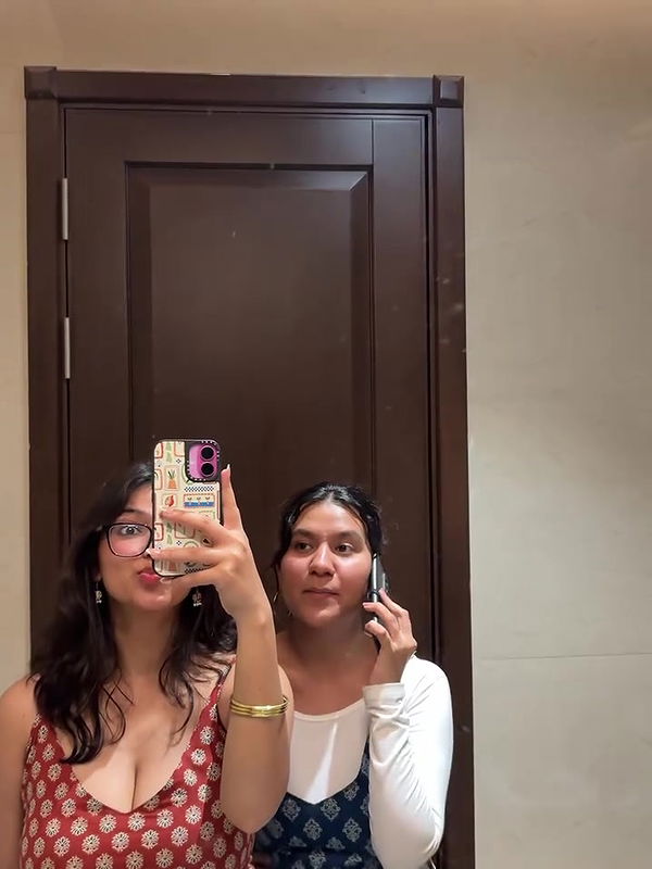 desi girl big tits and cleavage in sexy maroon top2