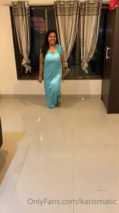 Indian best MILF Karishma Blue Nighty Nude Tease OF Content 2