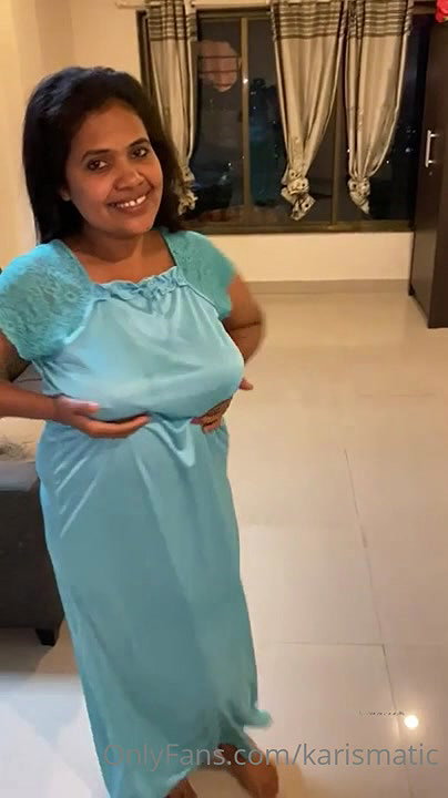 Indian best MILF Karishma Blue Nighty Nude Tease OF Content 2