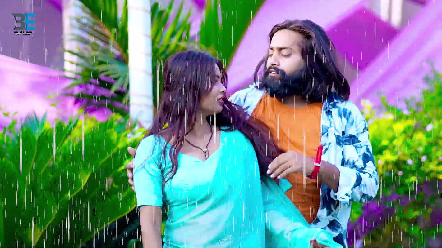 An Unknown hot rain song – Sareeless, NavelBoob caressed, Wet 2