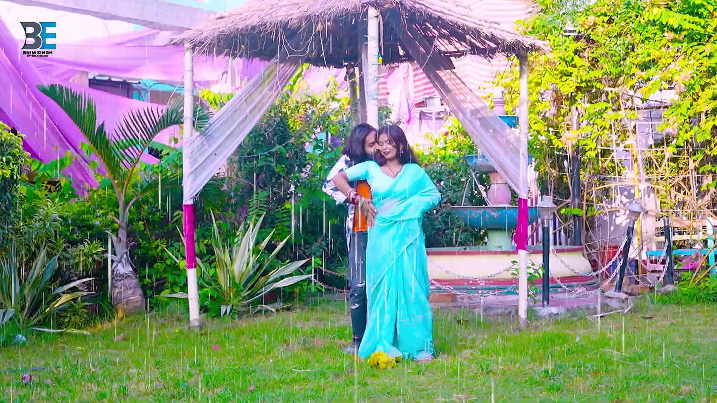 An Unknown hot rain song – Sareeless, NavelBoob caressed, Wet 2