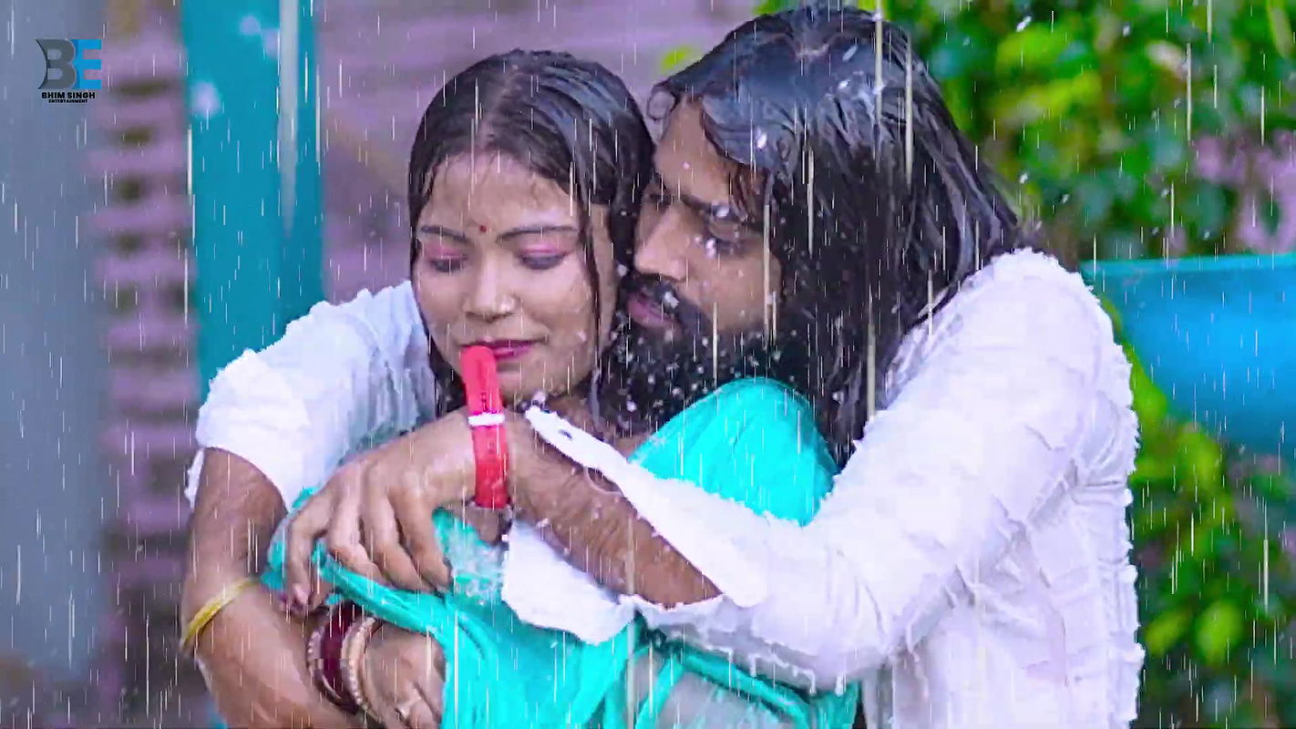 An Unknown hot rain song – Sareeless, NavelBoob caressed, Wet 2