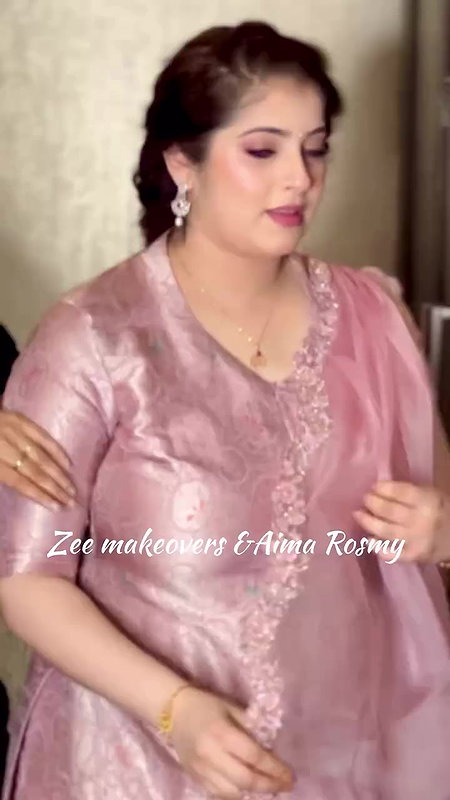 aimy rosmy hige breasts in tight pink dress2