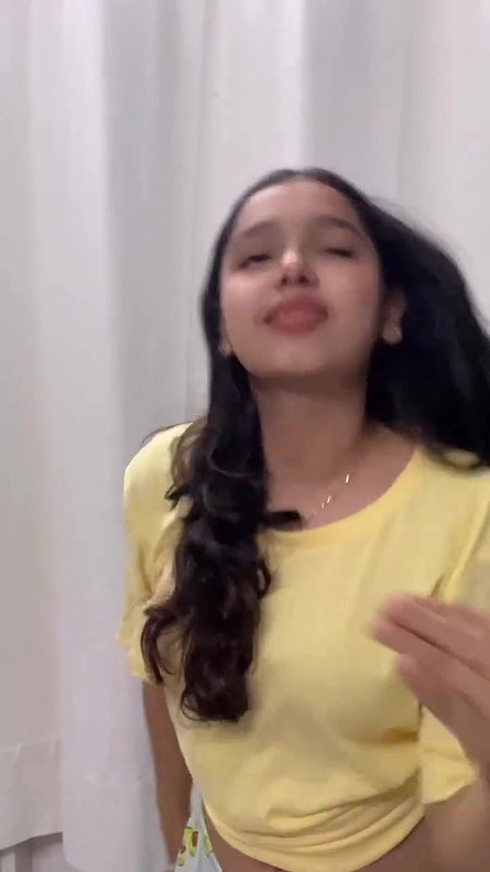 cute girl sexy navel in yellow tshirt2