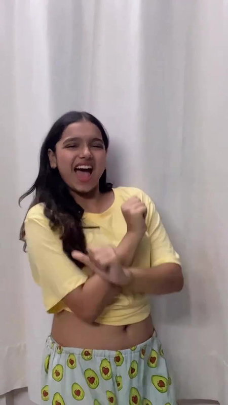 cute girl sexy navel in yellow tshirt2