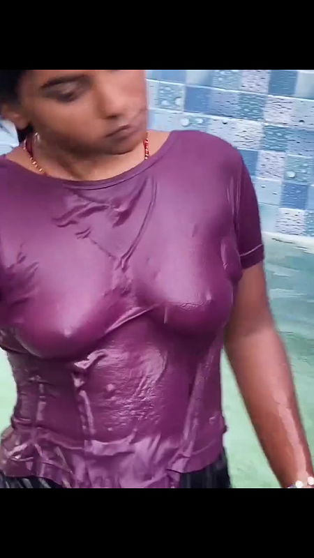 Desi girl in pool wearing transparent tshirt showing wet boobs 2