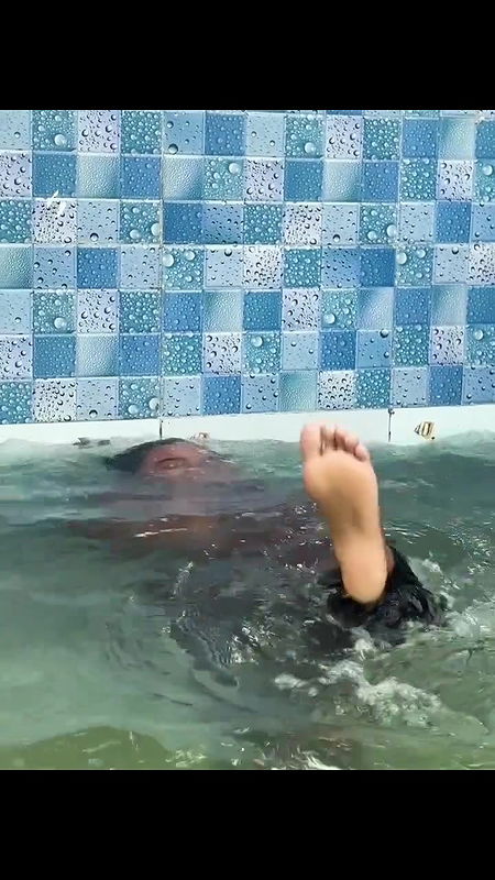 Desi girl in pool wearing transparent tshirt showing wet boobs 2