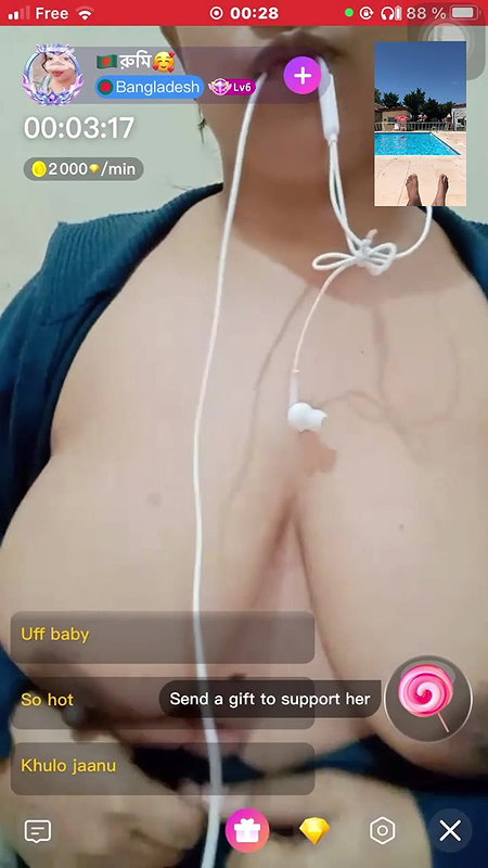 Bong Girl Rumi Tit Show on Chamet Live With Face 2