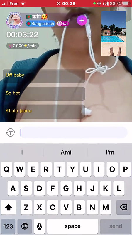 Bong Girl Rumi Tit Show on Chamet Live With Face 2