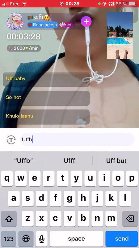Bong Girl Rumi Tit Show on Chamet Live With Face 2