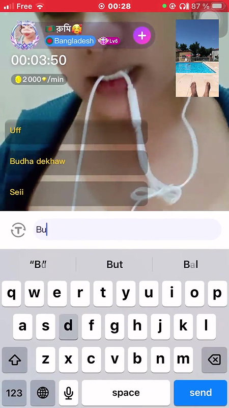 Bong Girl Rumi Tit Show on Chamet Live With Face 2