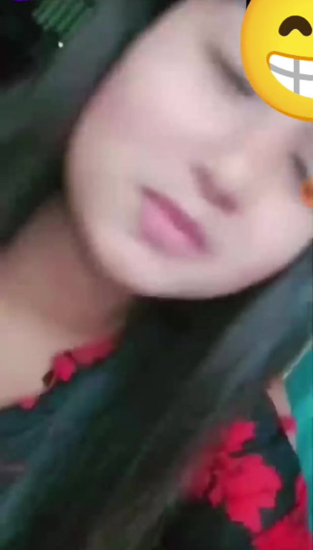 Cute babe hot expression during boobs press