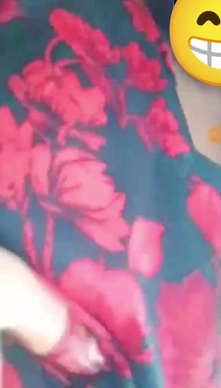 Cute babe hot expression during boobs press
