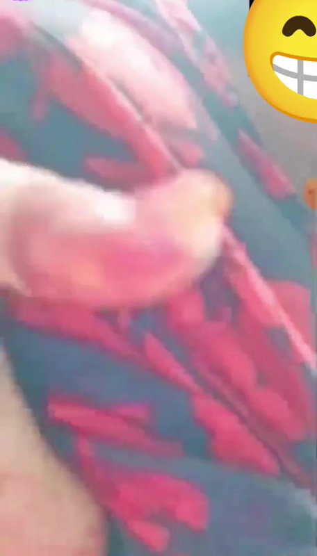 Cute babe hot expression during boobs press
