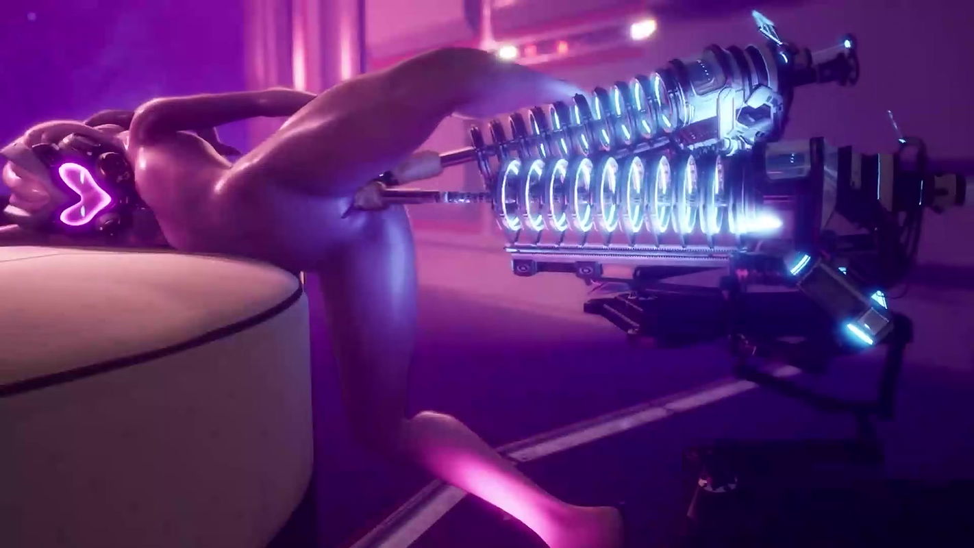 3D My Huntess Slave and a slut girl fucking her using fuck machine and a dick, when she scream i like her moan