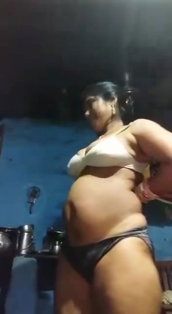 Village wife stripping clothes and naked masturbation