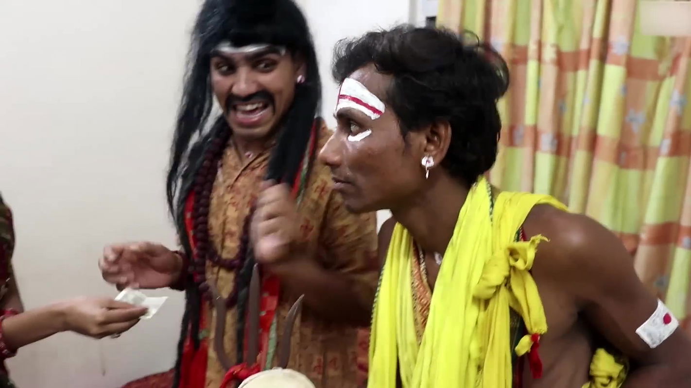 Hot Baba enjoying boob of yellow saree lady