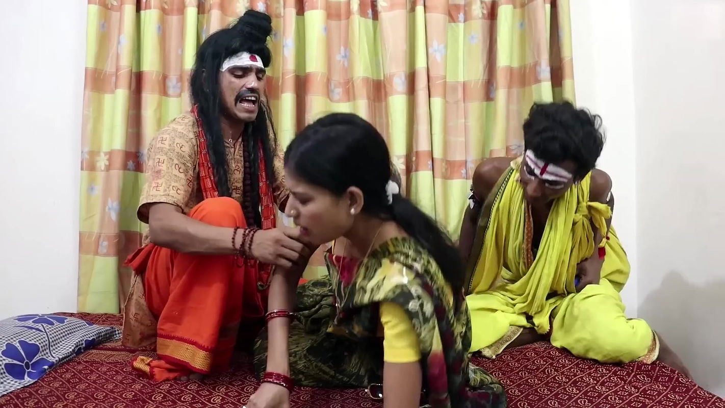 Hot Baba enjoying boob of yellow saree lady